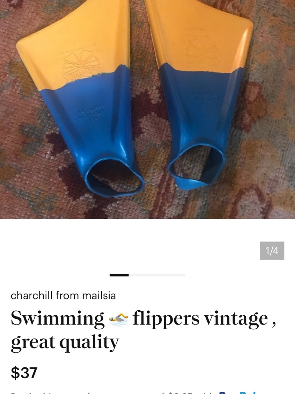 Unbranded Yellow & Blue Men’s Swim Fins - Classic Training Flippers